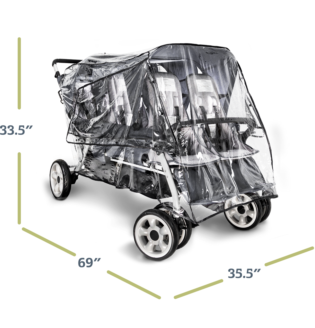 6 Seat Stroller Rain Cover dimensions