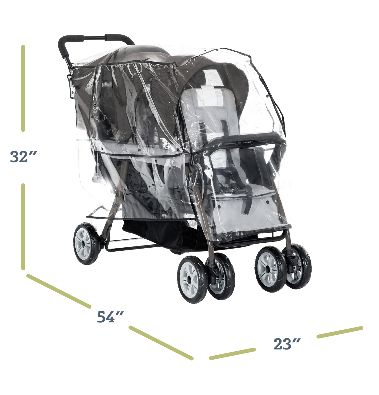 Triple Stroller Rain Cover dimensions