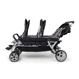 6 seat stroller with canopies open side view