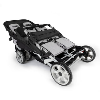 Black and gray 6 seat stroller folded