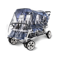 six seat stroller with a clear rain cover 