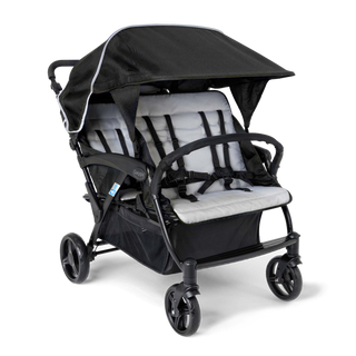 Black and gray quad stroller 