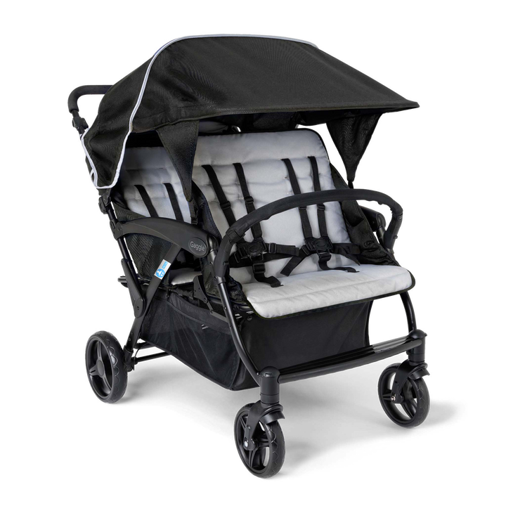 Black and gray quad stroller 