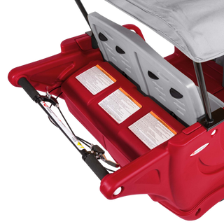 Red and gray six seat buggy storage and handlebar