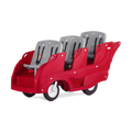 Red and gray children's buggy with six gray seats 