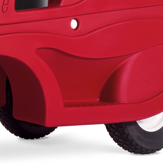 Close-up of a red 6 seat buggy self loading step