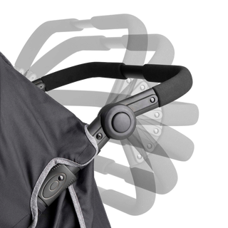 Close-up of a stroller handle bar positions